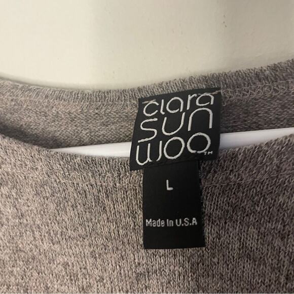 Clara Sun Woo Ruched Side Grey Long Sleeve Sweater Size Large - Picture 7 of 8